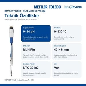 METTLER TOLEDO InLab Viscous Pro-ISM pH Elektrodu | 0–14 pH | MultiPin
