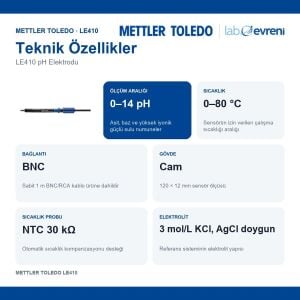METTLER TOLEDO LE410 pH Elektrodu | 0–14 pH | BNC