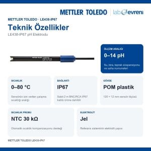 METTLER TOLEDO LE438-IP67 pH Elektrodu | 0–14 pH | IP67