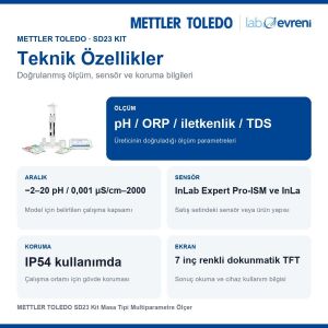 METTLER TOLEDO SD23 Kit Masa Tipi Multiparametre Ölçer | InLab Expert Pro-ISM ve InLab 731-ISM Dahil