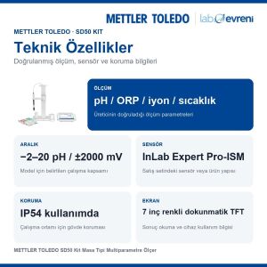 METTLER TOLEDO SD50 Kit Masa Tipi Multiparametre Ölçer | InLab Expert Pro-ISM Dahil