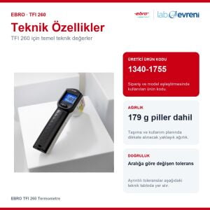 EBRO TFI 260 Termometre | Basit Kızılötesi - Ayarlanabilir Emisyon Faktörleri -60 °C ...