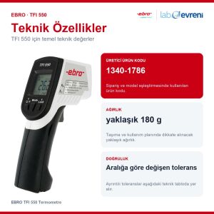 EBRO TFI 550 Termometre | Kızılötesi + Harici Prob Bağlama -60 °C ... +550 °C