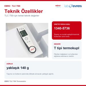 EBRO TLC 750i Termometre | Kızılötesi + Katlamalı Problu -50 °C ... +350 °C