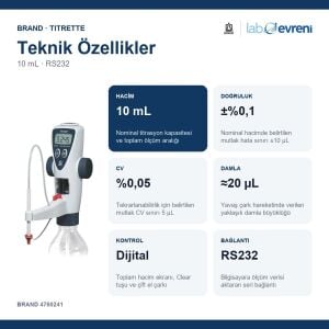 BRAND Titrette 4760241 RS232 Bağlantılı Dijital Büret | 10 mL