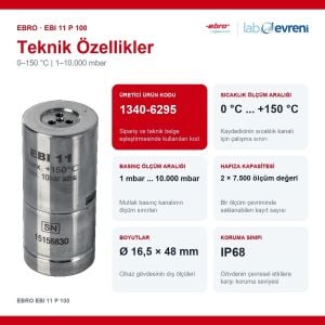 EBRO EBI 11 P 100 Veri Kaydedici | 0–150 °C | 1–10.000 mbar