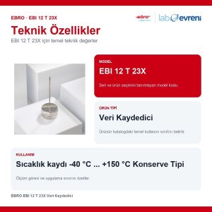 EBRO EBI 12 T 23X Veri Kaydedici | Sıcaklık Kaydedici -40 °C ... +150 °C Konserve Tipi
