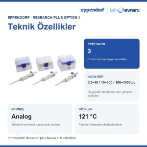 EPPENDORF Research plus 3'lü Pipet Seti Option 1 | 0,5–10 / 10–100 / 100–1000 µL