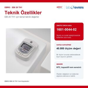EBRO EBI 20 TH1 Veri Kaydedici | Sıcaklık-Nem Kaydedici -30 °C ... +70°C / 0 % RH ... 100 % RH