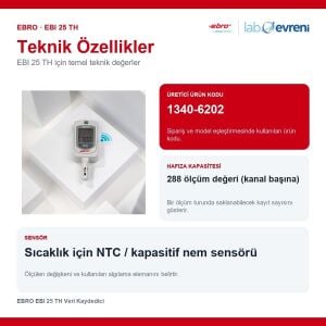 EBRO EBI 25 TH Veri Kaydedici | Sıcaklık Nem Kaydedici -30 °C ... +60 °C / 0% RH ... 100% RH