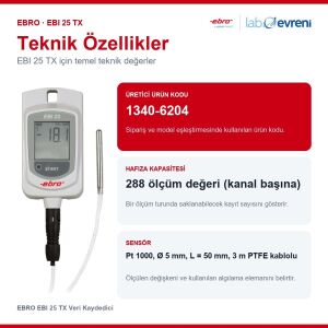 EBRO EBI 25 TX Veri Kaydedici | Sıcaklık Kaydedici -200 °C ... +199.9 °C