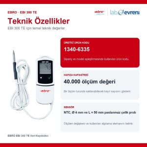 EBRO EBI 300 TE Veri Kaydedici | Sıcaklık Kaydedici -35 °C … +70 °C USB Bağlantılı Harici Problu