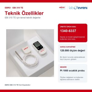 EBRO EBI 310 TE Veri Kaydedici | Sıcaklık Kaydedici -200°C … +250°C USB Bağlantılı Harici Problu