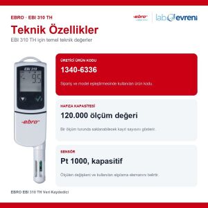 EBRO EBI 310 TH Veri Kaydedici | Sıcaklık-Nem Kaydedici -30 °C … +75 °C / 0% RH … 100% RH