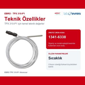 EBRO TPX 310-P1 Aksesuar | Kablo Boyu 3 metre / Prob Boyu 45 mm / -200 °C ... +200 °C