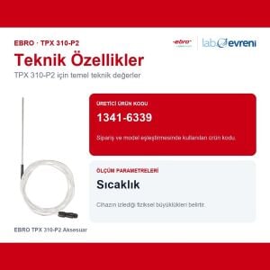 EBRO TPX 310-P2 Aksesuar | Kablo Boyu 3 metre / Prob Boyu 130 mm / -50 °C ... +180 °C