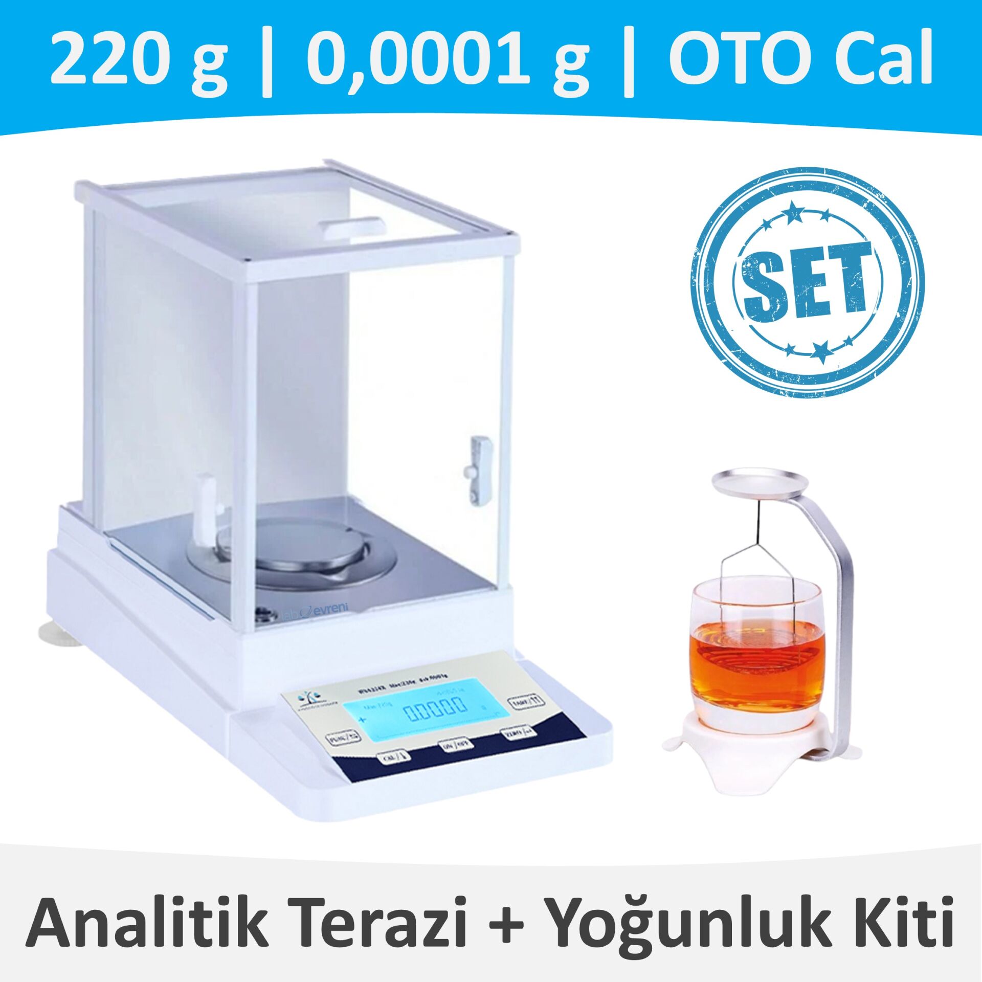 Weightlab WSA-224X Analitik Terazi | WS-D Yoğunluk Kiti Dahil Set