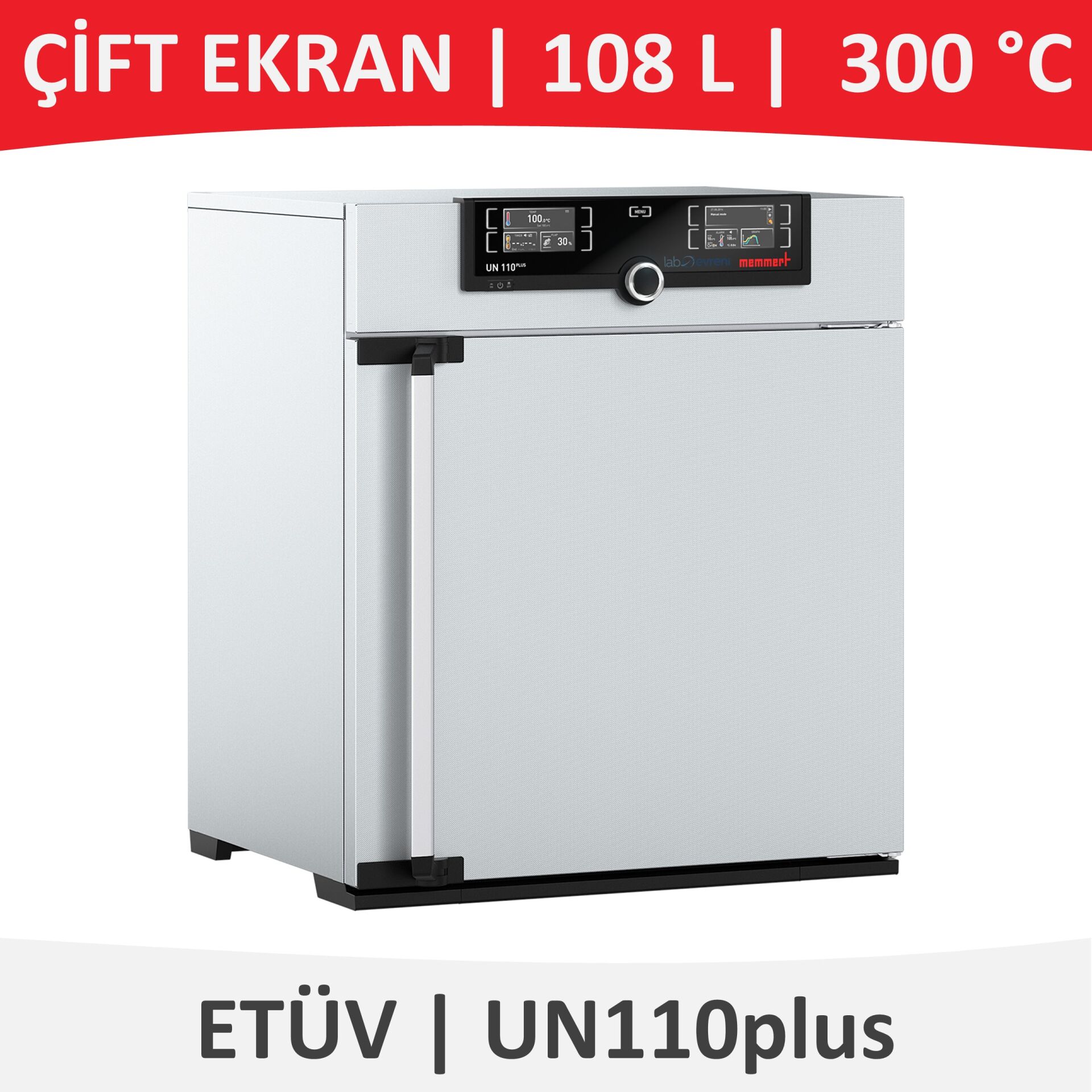 MEMMERT UN 110plus Etüv | Doğal Hava Sirkülasyonlu | 108 L | 300 °C | Çift Ekranlı