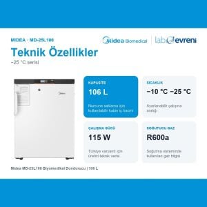 Midea MD-25L106 Biyomedikal Dondurucu | 106 L