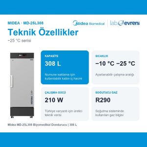 Midea MD-25L308 Biyomedikal Dondurucu | 308 L