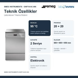 SMEG INSTRUMENTS GWF16-SC-000 Laboratuvar Tipi Cam Yıkama Cihazı | 95 °C