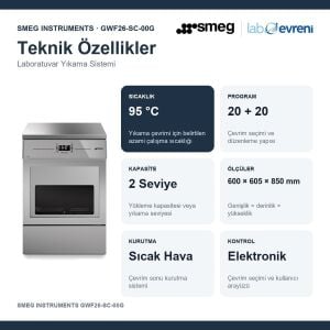 SMEG INSTRUMENTS GWF26-SC-00G Laboratuvar Tipi Cam Yıkama Cihazı | 95 °C