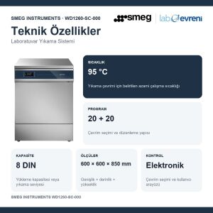 SMEG INSTRUMENTS WD1260-SC-000 Yıkama ve Termal Dezenfeksiyon Cihazı | 95 °C | 8 DIN