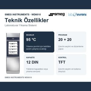 SMEG INSTRUMENTS WD6010 Yıkama ve Termal Dezenfeksiyon Cihazı | 95 °C | 12 DIN sepet