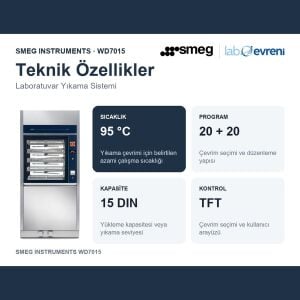 SMEG INSTRUMENTS WD7015 15 DIN Çift Kapılı Termodezenfektör | 95 °C | 15 DIN sepet