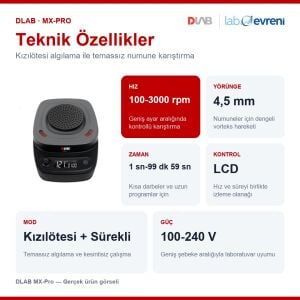 DLAB MX-Pro Kızılötesi Dijital Vorteks Karıştırıcı | 100-3000 rpm | LCD