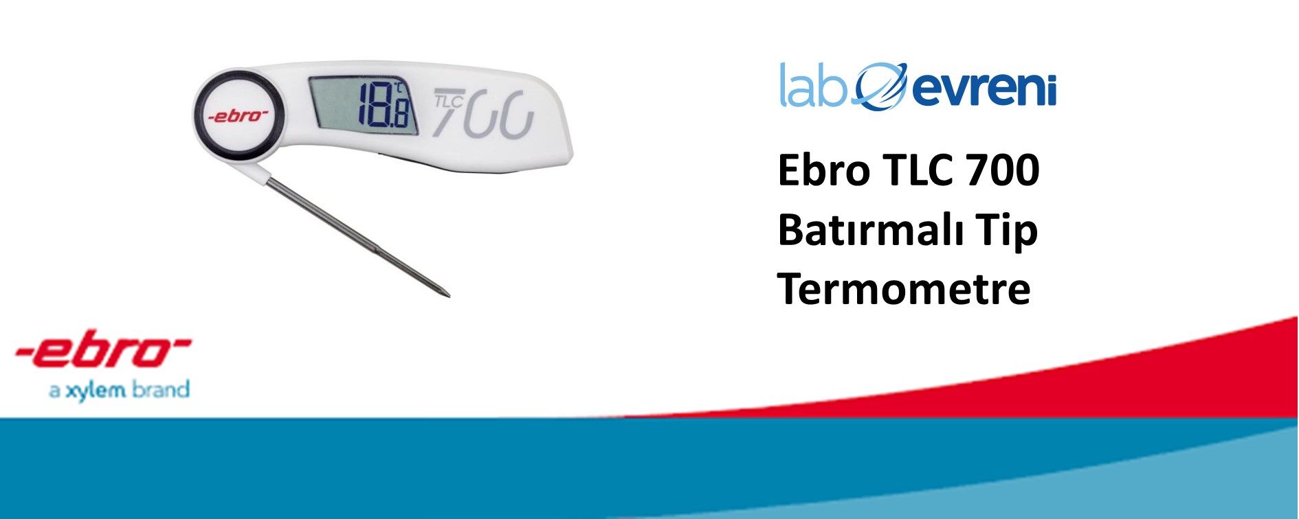 Produktbild von Ebro TLC 700 Falt-Eindringthermometer – -30 Bis +220°C, NTC-Sensor, Wasserdicht IP65, HACCP-konform
