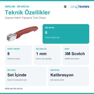 SERLAB SR-502/3A Çapraz Hatch Yapışma Test Cihazı | 1 mm Diş Aralığı | 6 Diş