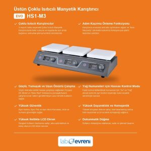 LABTron EVO HS1-M3 Çoklu Isıtıcılı Manyetik Karıştırıcı | 3 Nokta