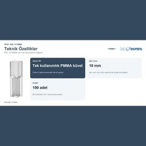 WTW REC 10 PMMA Tek Kullanımlık Küvet | 100 Adet | 250607