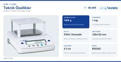 ACZET CY 1003C Yarı Analitik Terazi | 1000 g | 0,001 g | OTO Cal