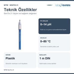 WTW SenTix 21 pH Elektrodu | Plastik Gövde | 0–14 pH | DIN
