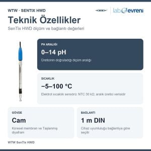 WTW SenTix HWD pH Elektrodu | Düşük İyon | NTC 30 kΩ | DIN