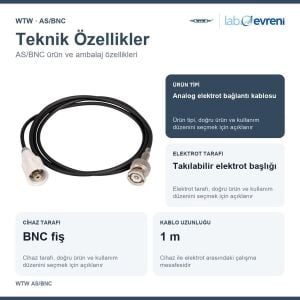 WTW AS/BNC Analog pH Elektrot Bağlantı Kablosu | 1 m BNC | 108114