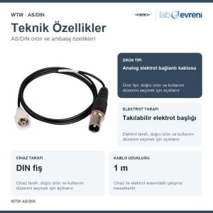 WTW AS/DIN Analog pH Elektrot Bağlantı Kablosu | 1 m DIN | 108110