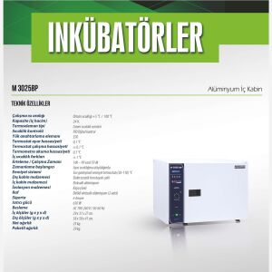 ELEKTROMAG M 3025 BP İnkübatör | Alüminyum İç Kabin | 24 Litre | 100