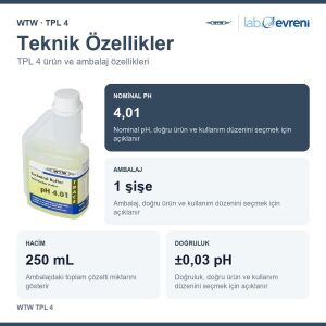 WTW TPL 4 Teknik pH Tampon Çözeltisi | pH 4,01 | 250 mL | 108800