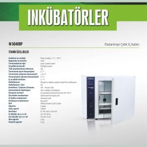 ELEKTROMAG M 5040 BP Fanlı İnkübatör | Paslanmaz Çelik Kabin | 100 Litre | 100
