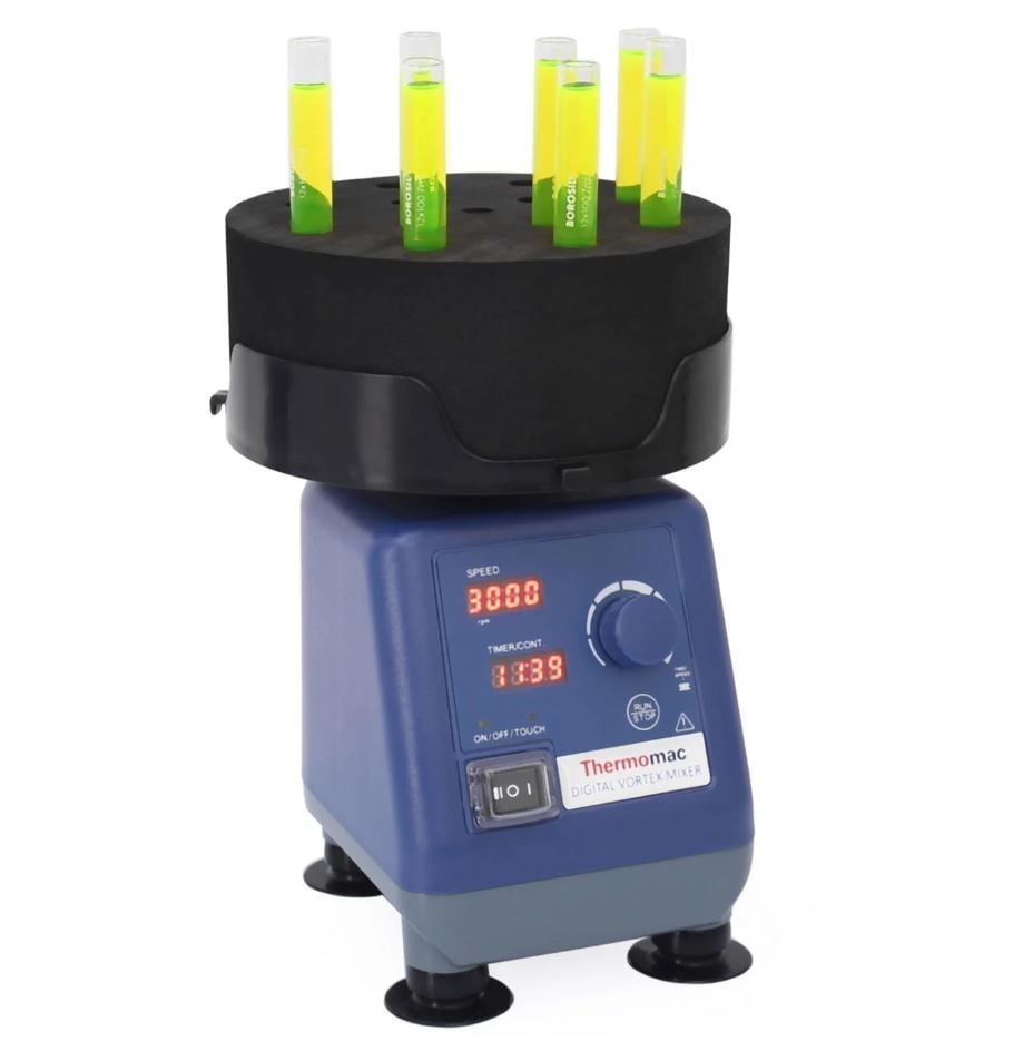 THERMOMAC TM 3000D Dijital Vorteks | Vortex | 12x12 mm Deney Tüpü Başlıklı Set